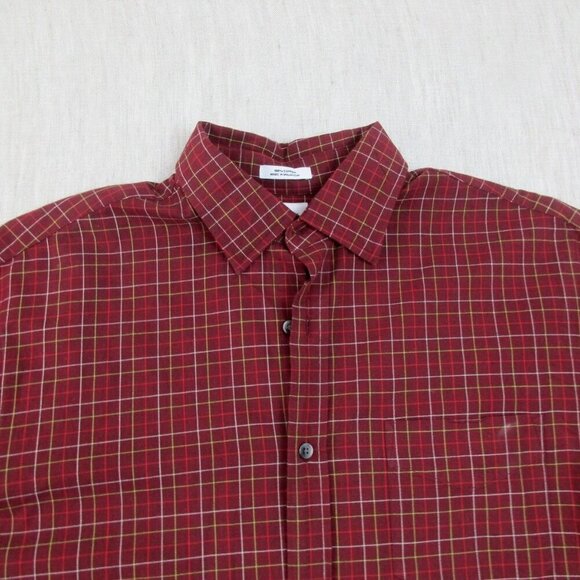 J.CREW Dress Shirt Mens Medium Burgundy Plaid Long Sleeve Collared Button Down - Picture 4 of 10